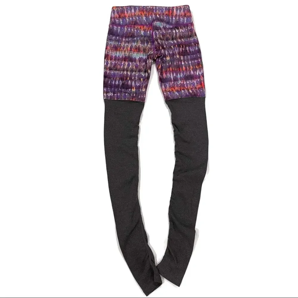 ALO Yoga Bhakti Print Goddess Ribbed Legging Size Small